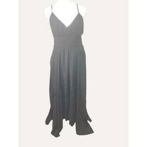 Blu Pepper Womens Black Maxi Dress Asymmetrical Hem Spaghetti Straps Large